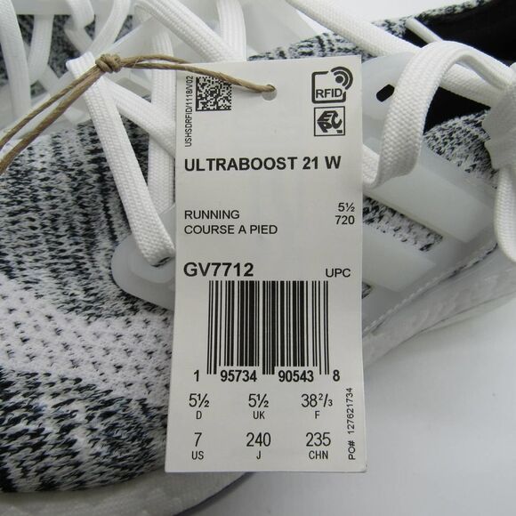ADIDAS ULTRABOOST 21 WOMEN'S SNEAKERS IN WHITE/BLACK - Picture 8 of 10
